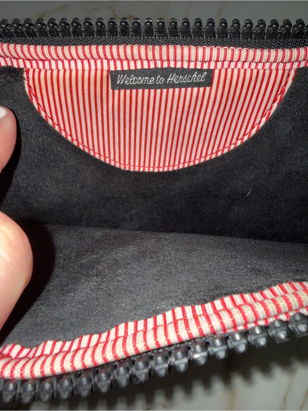 Herschel Tablet Sleeve Zip Pouch Black Tan Faux Leather Case AS IS